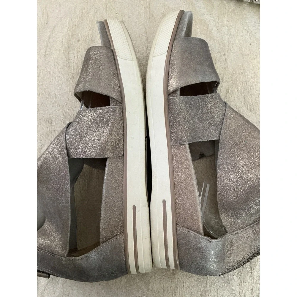 EILEEN FISHER Gold Metallic Sport Platform Sandal Leather Wms crisscross  8.5